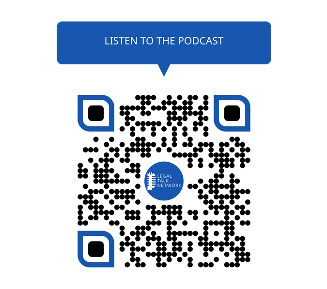 A qr code with the words listen to the podcast